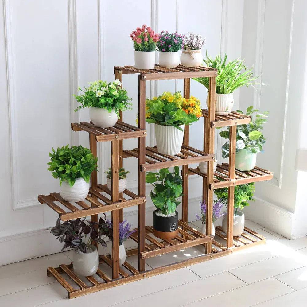 9-Tier Solid Pine Wood Plant Stand | Living Room | Luvasmr - Satisfyingly Organised