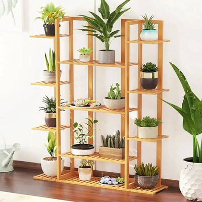 Bamboo 9-Tier Plant Stand & Storage Shelf | Living Room | Luvasmr - Satisfyingly Organised