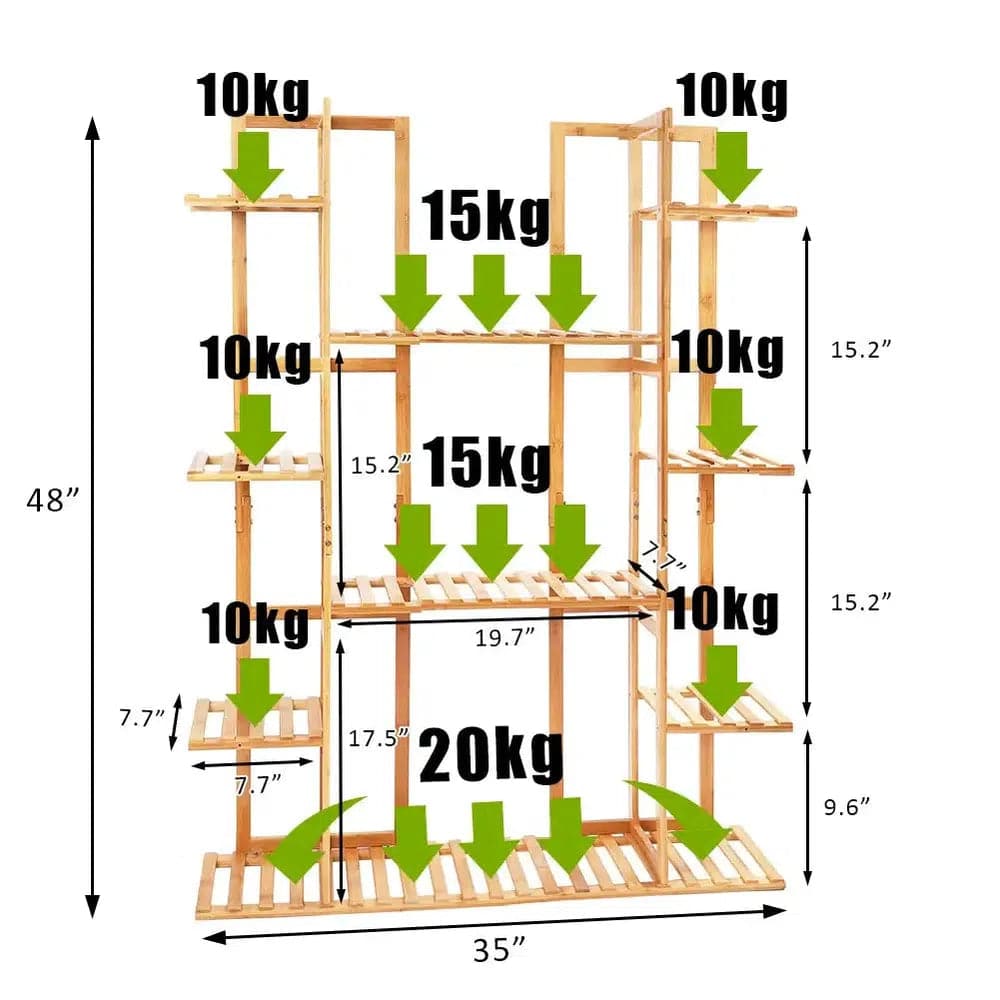 Bamboo 9-Tier Plant Stand & Storage Shelf | Living Room | Luvasmr - Satisfyingly Organised