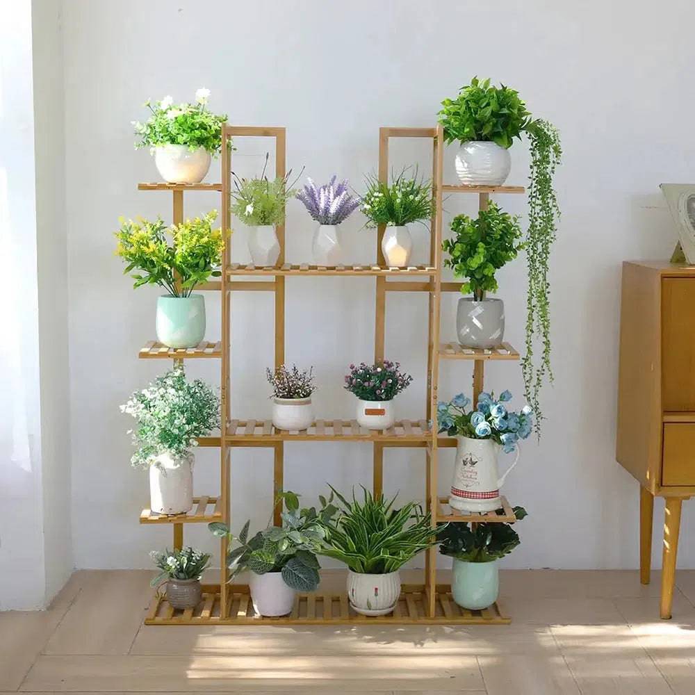 Bamboo 9-Tier Plant Stand & Storage Shelf | Living Room | Luvasmr - Satisfyingly Organised