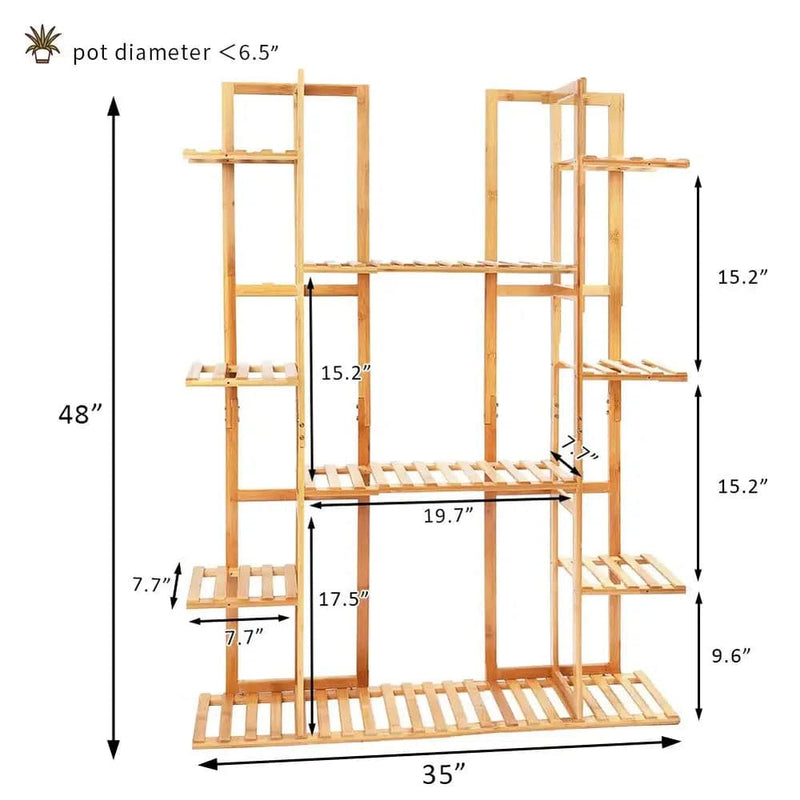 Bamboo 9-Tier Plant Stand & Storage Shelf | Living Room | Luvasmr - Satisfyingly Organised