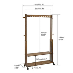 Bamboo Clothes Rack Stand with Wheels | Living Room | Luvasmr - Satisfyingly Organised