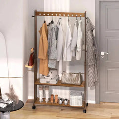 Bamboo Clothes Rack Stand with Wheels | Living Room | Luvasmr - Satisfyingly Organised