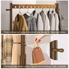 Bamboo Clothes Rack Stand with Wheels | Living Room | Luvasmr - Satisfyingly Organised