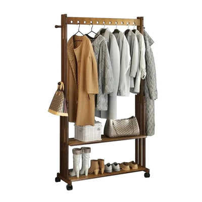 Bamboo Clothes Rack Stand with Wheels | Living Room | Luvasmr - Satisfyingly Organised