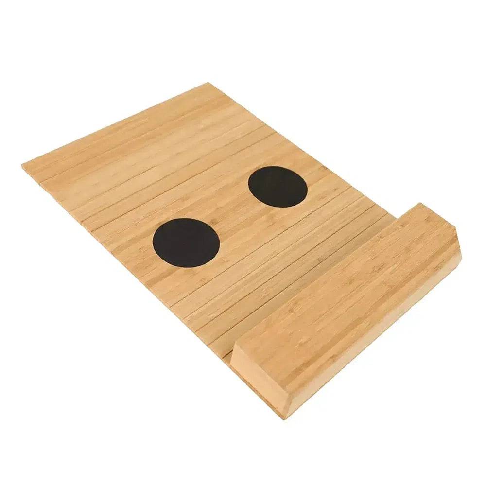 Wooden sofa armrest organizer with cup holder, perfect for keeping essentials within reach.