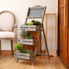 Folding 3-Tier Plant Stand with Chalkboard | Living Room | Luvasmr - Satisfyingly Organised