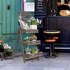 Folding 3-Tier Plant Stand with Chalkboard | Living Room | Luvasmr - Satisfyingly Organised