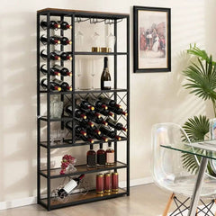 GOFLAME Industrial Floor Wine Rack Freestanding Wine Storage Organizer Shelf Display |  | Luvasmr - Satisfyingly Organised