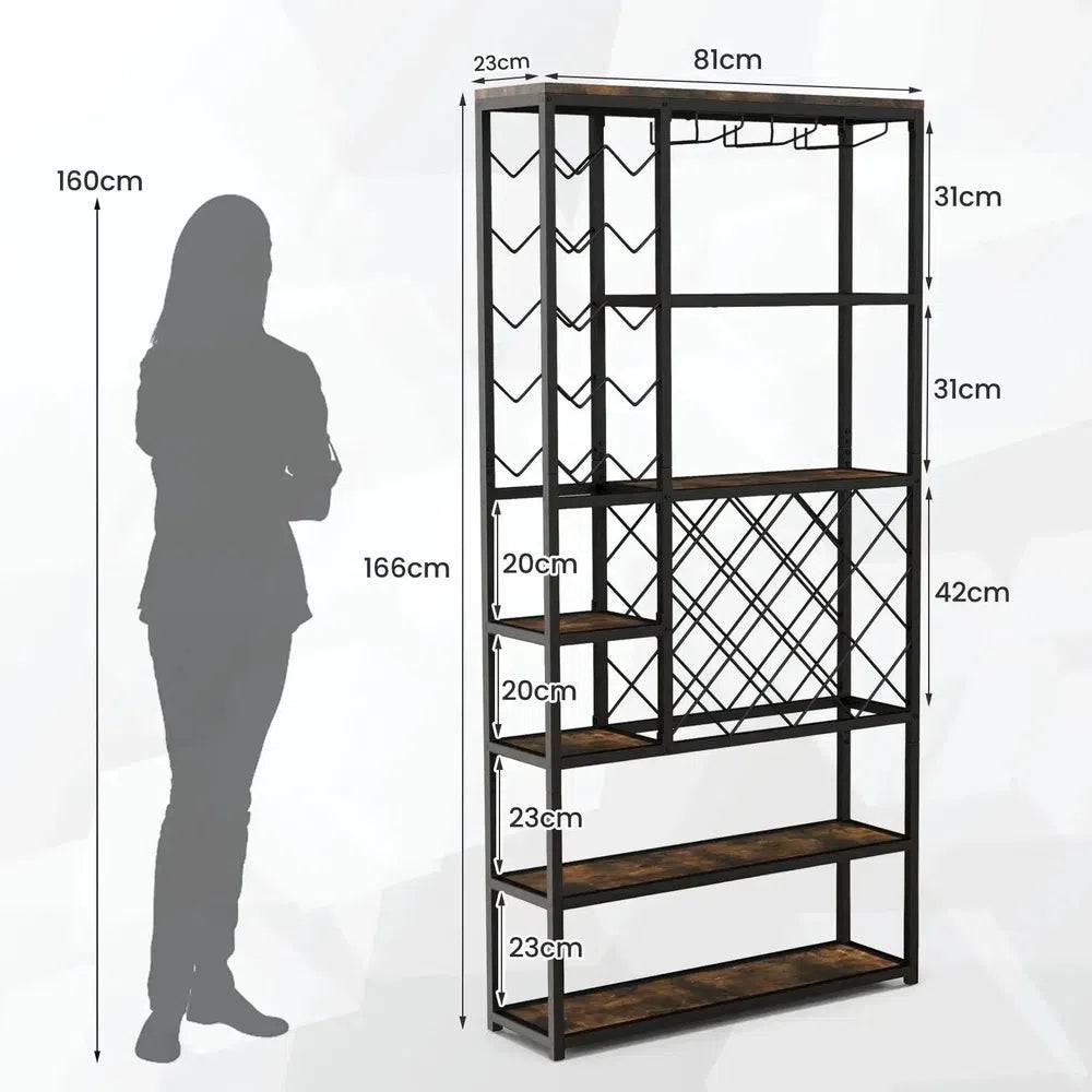 GOFLAME Industrial Floor Wine Rack Freestanding Wine Storage Organizer Shelf Display |  | Luvasmr - Satisfyingly Organised