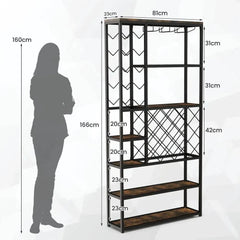 GOFLAME Industrial Floor Wine Rack Freestanding Wine Storage Organizer Shelf Display |  | Luvasmr - Satisfyingly Organised