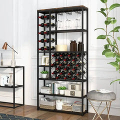GOFLAME Industrial Floor Wine Rack Freestanding Wine Storage Organizer Shelf Display |  | Luvasmr - Satisfyingly Organised
