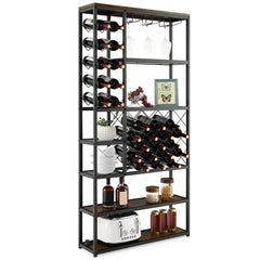GOFLAME Industrial Floor Wine Rack Freestanding Wine Storage Organizer Shelf Display |  | Luvasmr - Satisfyingly Organised