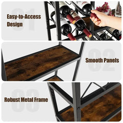 GOFLAME Industrial Floor Wine Rack Freestanding Wine Storage Organizer Shelf Display |  | Luvasmr - Satisfyingly Organised