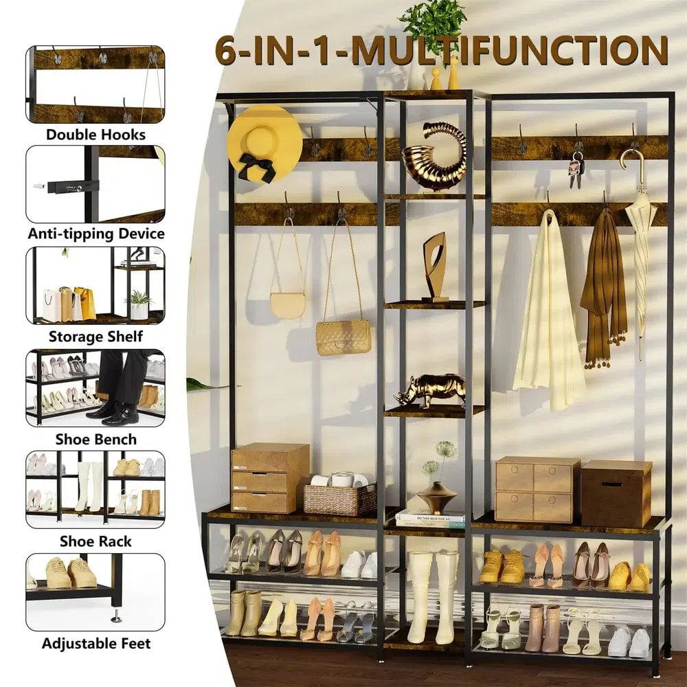 Hall Tree Coat Rack with Shoe Bench | Living Room | Luvasmr - Satisfyingly Organised