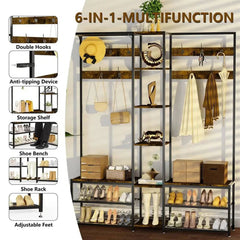 Hall Tree Coat Rack with Shoe Bench | Living Room | Luvasmr - Satisfyingly Organised