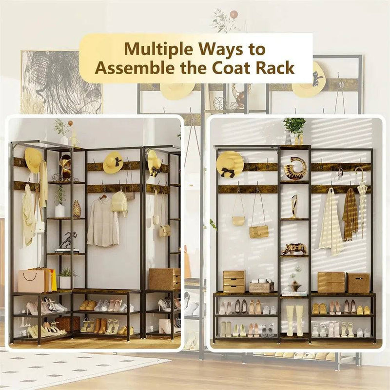 Hall Tree Coat Rack with Shoe Bench | Living Room | Luvasmr - Satisfyingly Organised
