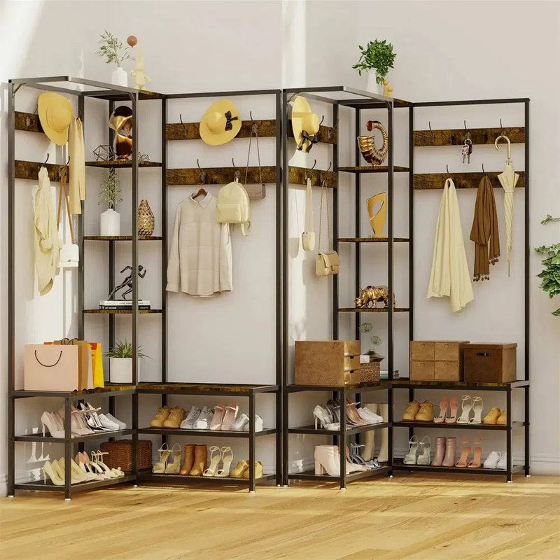 Hall Tree Coat Rack with Shoe Bench | Living Room | Luvasmr - Satisfyingly Organised