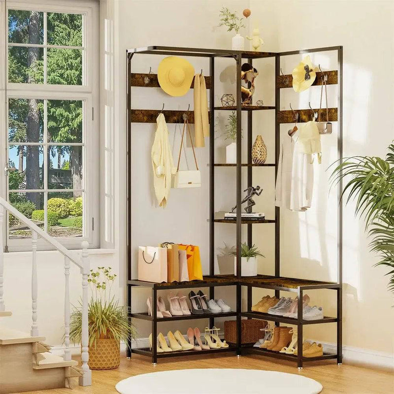Hall Tree Coat Rack with Shoe Bench | Living Room | Luvasmr - Satisfyingly Organised
