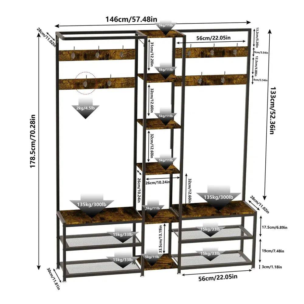 Hall Tree Coat Rack with Shoe Bench | Living Room | Luvasmr - Satisfyingly Organised