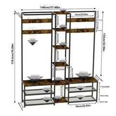 Hall Tree Coat Rack with Shoe Bench | Living Room | Luvasmr - Satisfyingly Organised