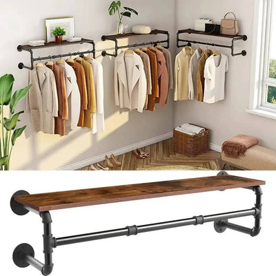 Industrial Pipe Clothes Rack with Shelf | Living Room | Luvasmr - Satisfyingly Organised