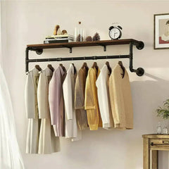 Industrial Pipe Clothes Rack with Shelf | Living Room | Luvasmr - Satisfyingly Organised