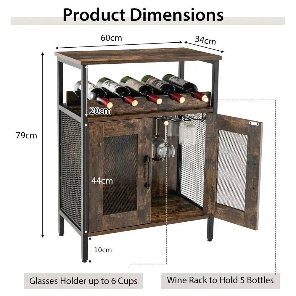 Industrial Wine Bar Cabinet Kitchen Storage Sideboard | Living Room | Luvasmr - Satisfyingly Organised