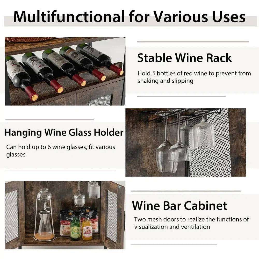 Industrial Wine Bar Cabinet Kitchen Storage Sideboard | Living Room | Luvasmr - Satisfyingly Organised