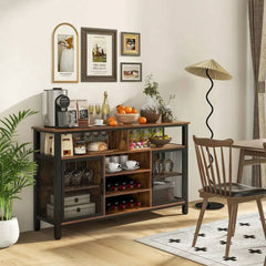 Industrial Wine Bar Cabinet with Storage | Living Room | Luvasmr - Satisfyingly Organised