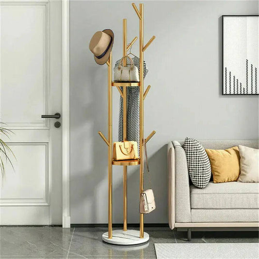 Marble Metal Coat Rack with 3 Storage Shelves & 9 Hooks | Living Room | Luvasmr - Satisfyingly Organised