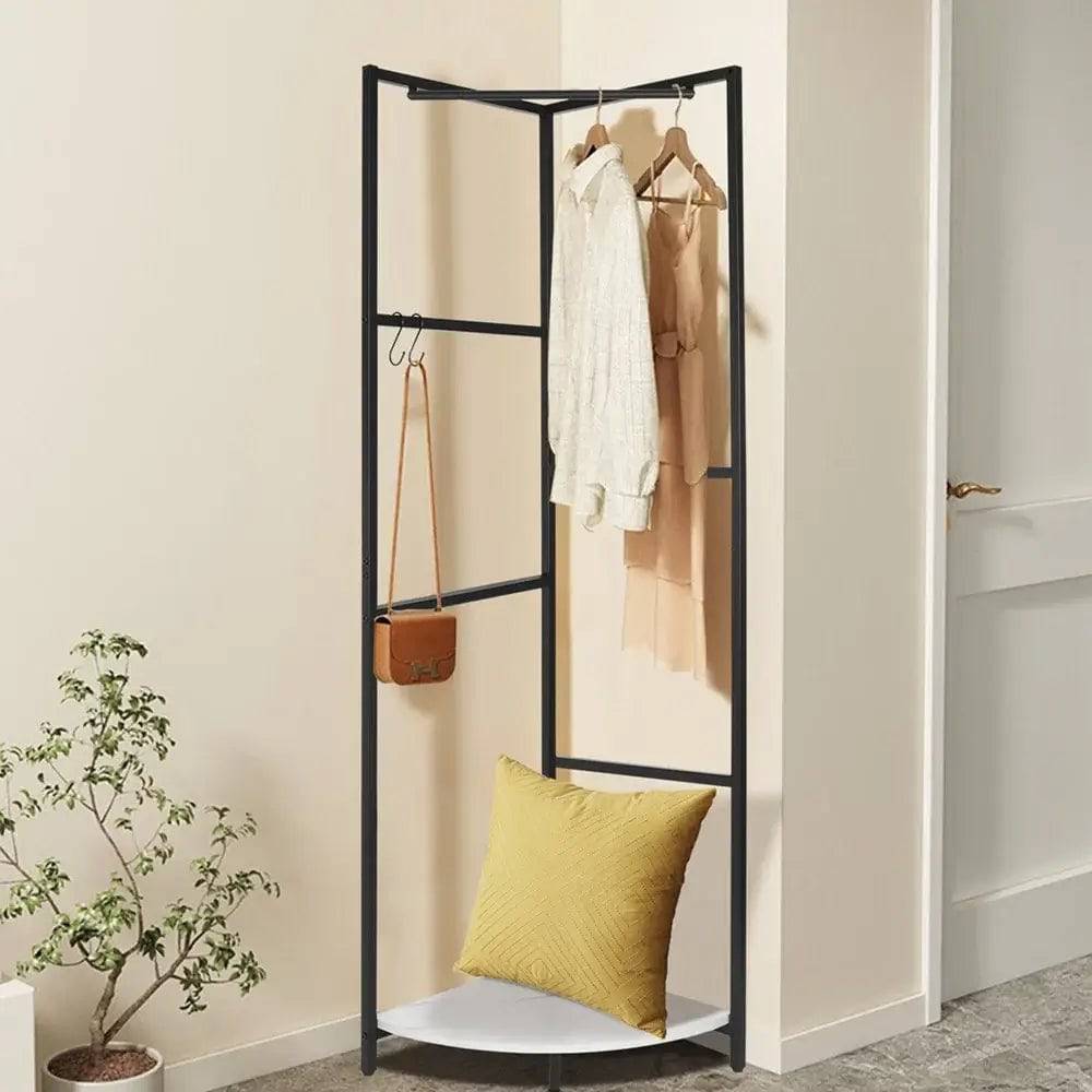Metal Corner Coat Rack with Clothes Rail | Living Room | Luvasmr - Satisfyingly Organised