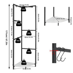 Metal Corner Coat Rack with Clothes Rail | Living Room | Luvasmr - Satisfyingly Organised