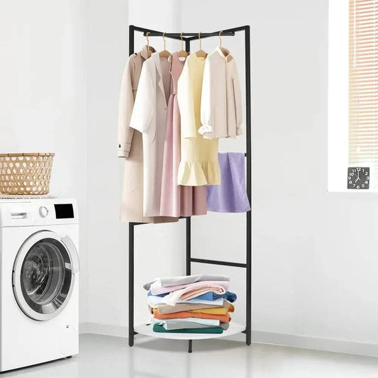 Metal Corner Coat Rack with Clothes Rail | Living Room | Luvasmr - Satisfyingly Organised