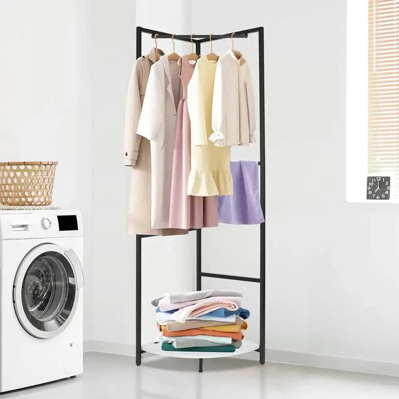 Metal Corner Coat Rack with Clothes Rail | Living Room | Luvasmr - Satisfyingly Organised