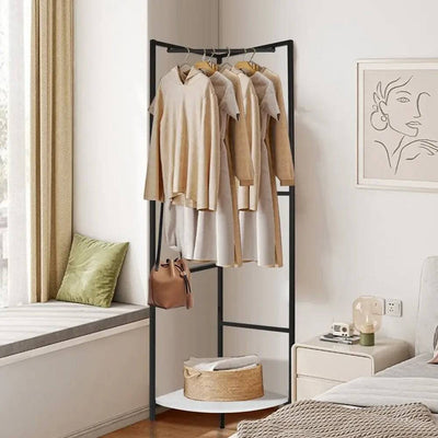 Metal Corner Coat Rack with Clothes Rail | Living Room | Luvasmr - Satisfyingly Organised