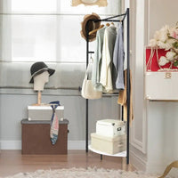 Metal Corner Coat Rack with Clothes Rail | Living Room | Luvasmr - Satisfyingly Organised