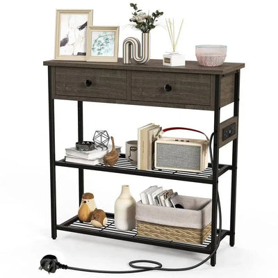 GOFLAME Entryway Table Narrow Console Table Coffee Bar Table w/Charging Station |  | Luvasmr - Satisfyingly Organised