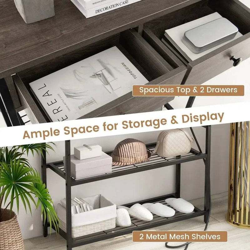GOFLAME Entryway Table Narrow Console Table Coffee Bar Table w/Charging Station |  | Luvasmr - Satisfyingly Organised