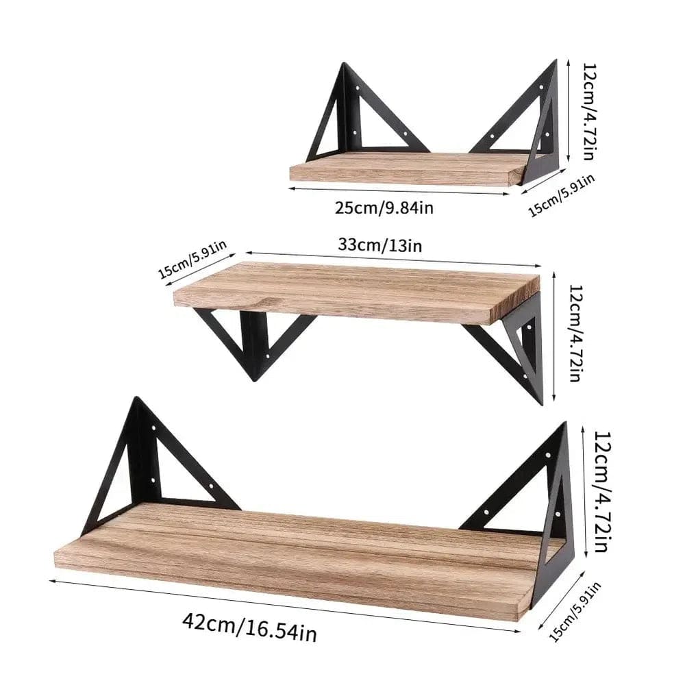 Rustic 3-Tier Wall Floating Shelf | Living Room | Luvasmr - Satisfyingly Organised