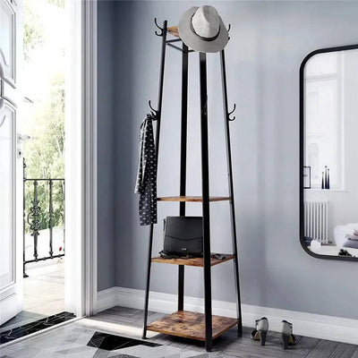Solid Iron Coat Rack with 8 Hooks and Shelves | Living Room | Luvasmr - Satisfyingly Organised