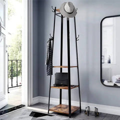 Solid Iron Coat Rack with 8 Hooks and Shelves | Living Room | Luvasmr - Satisfyingly Organised