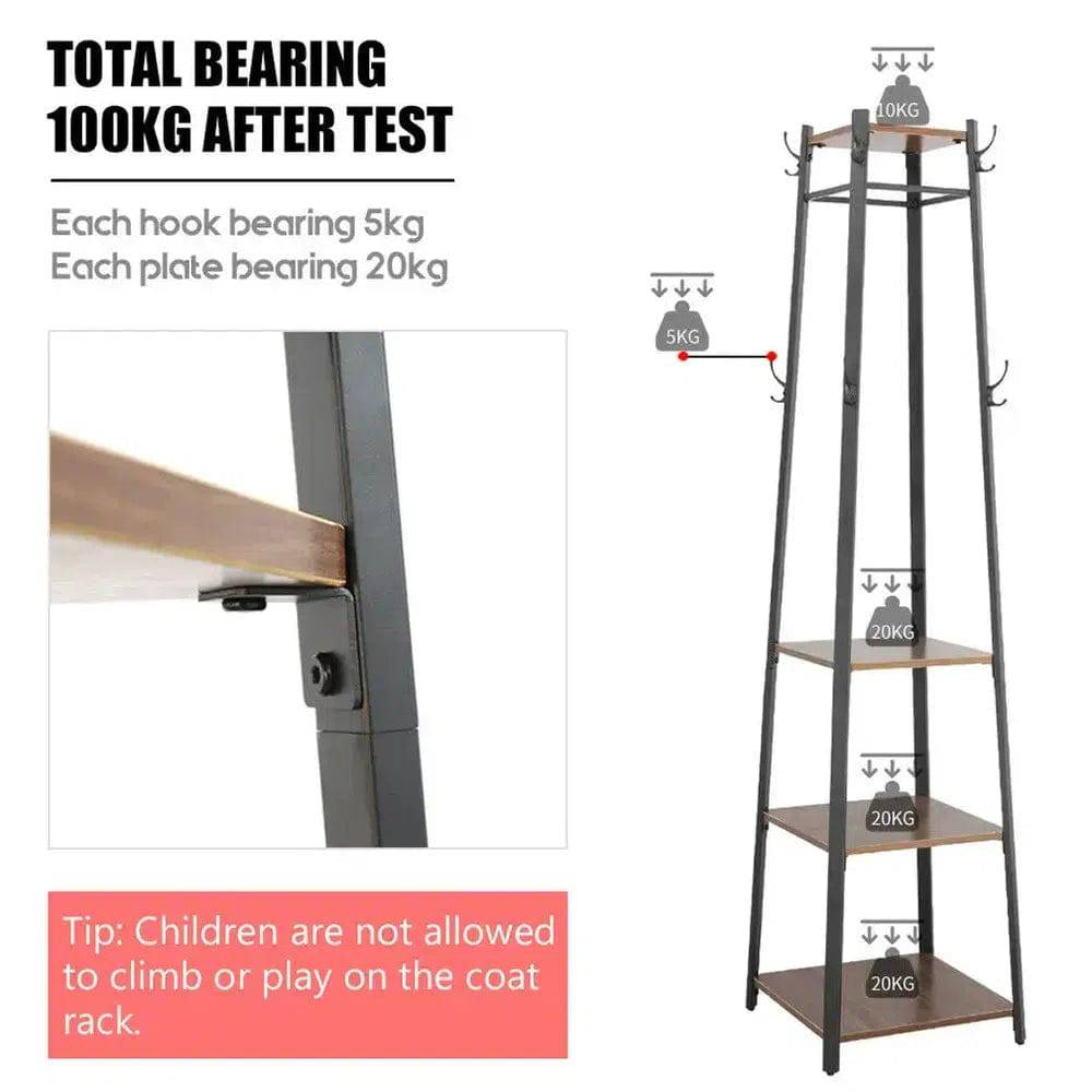 Solid Iron Coat Rack with 8 Hooks and Shelves | Living Room | Luvasmr - Satisfyingly Organised