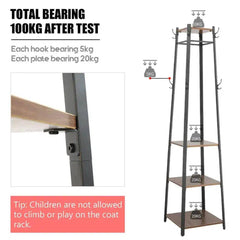 Solid Iron Coat Rack with 8 Hooks and Shelves | Living Room | Luvasmr - Satisfyingly Organised
