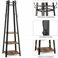 Solid Iron Coat Rack with 8 Hooks and Shelves | Living Room | Luvasmr - Satisfyingly Organised