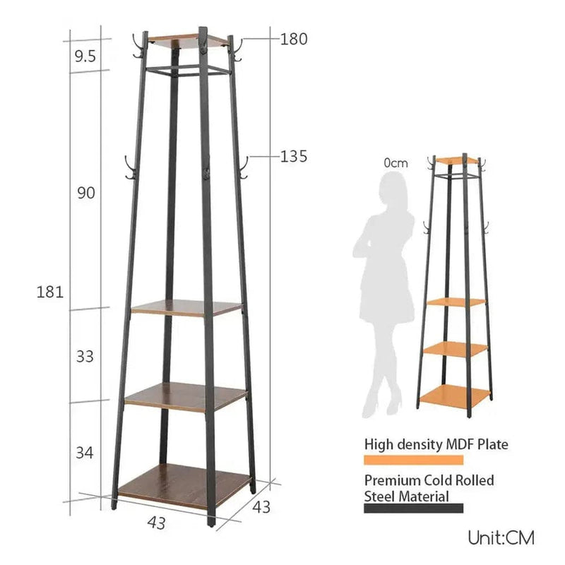 Solid Iron Coat Rack with 8 Hooks and Shelves | Living Room | Luvasmr - Satisfyingly Organised