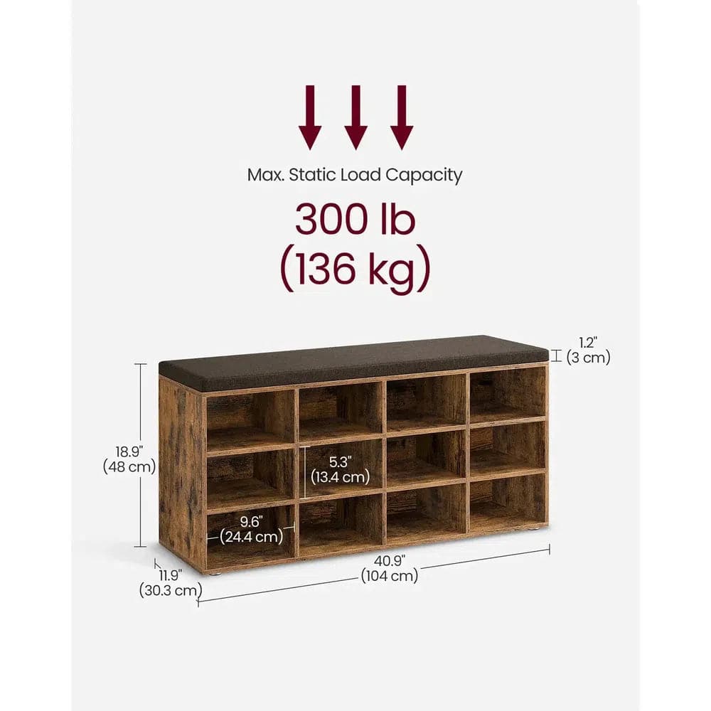 Wooden Shoe Bench with Cushioned Seat | Living Room | Luvasmr - Satisfyingly Organised