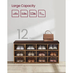 Wooden Shoe Bench with Cushioned Seat | Living Room | Luvasmr - Satisfyingly Organised