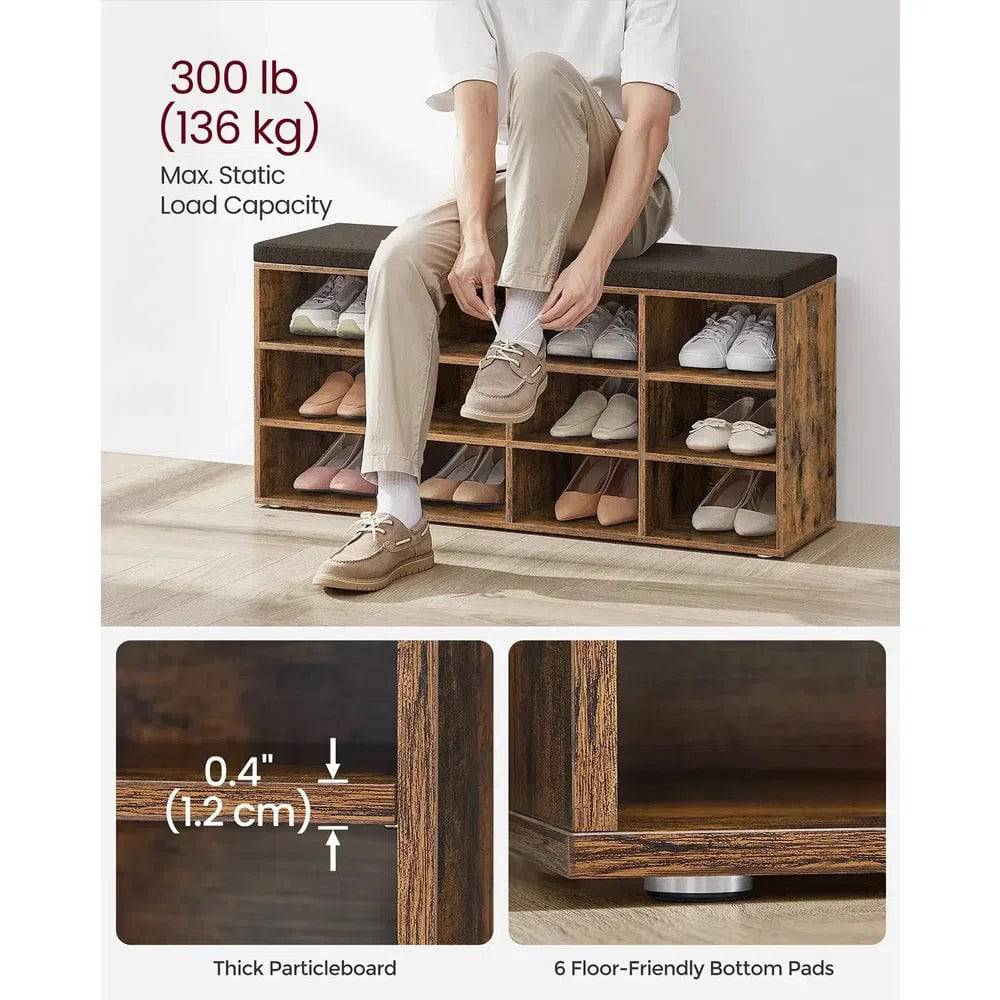 Wooden Shoe Bench with Cushioned Seat | Living Room | Luvasmr - Satisfyingly Organised