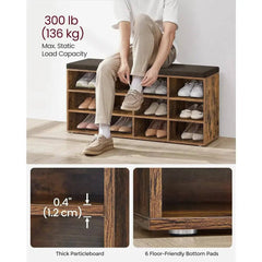 Wooden Shoe Bench with Cushioned Seat | Living Room | Luvasmr - Satisfyingly Organised